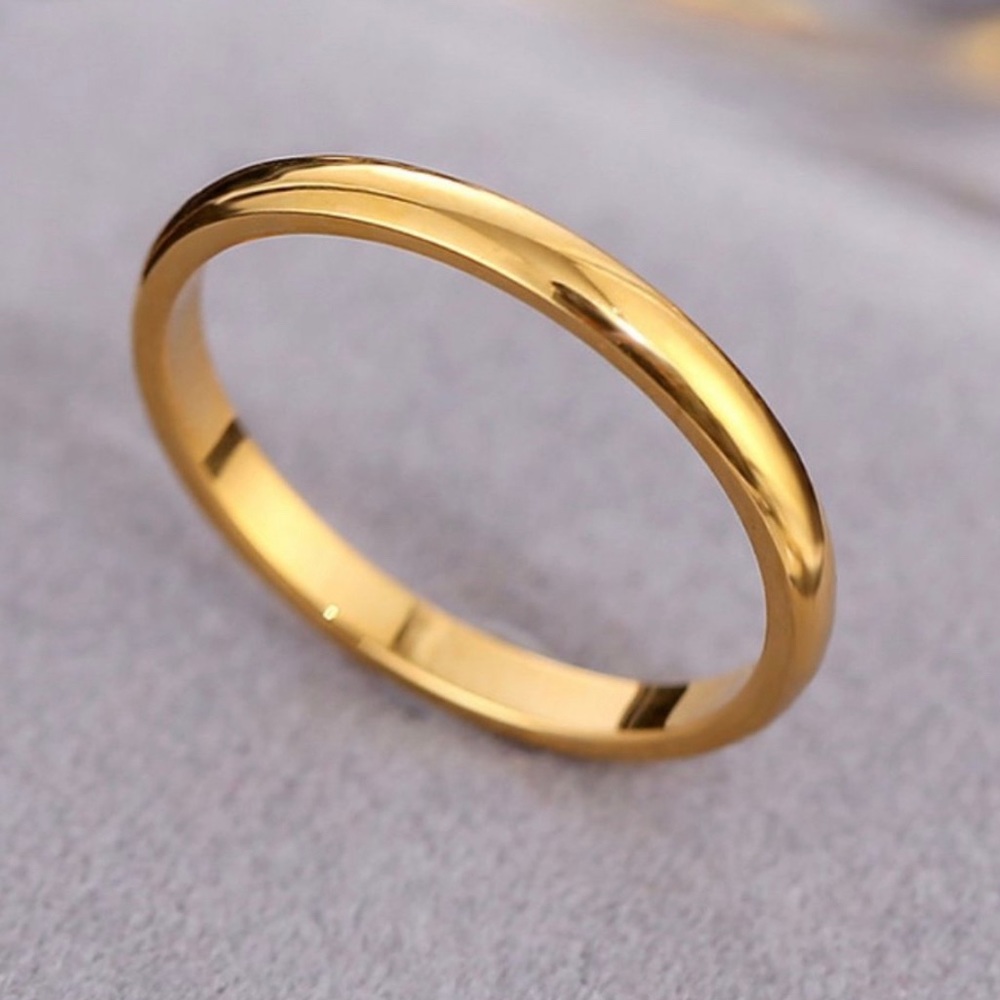 🌟 NEW Simple Yellow Gold 2mm Stackable Band Ring